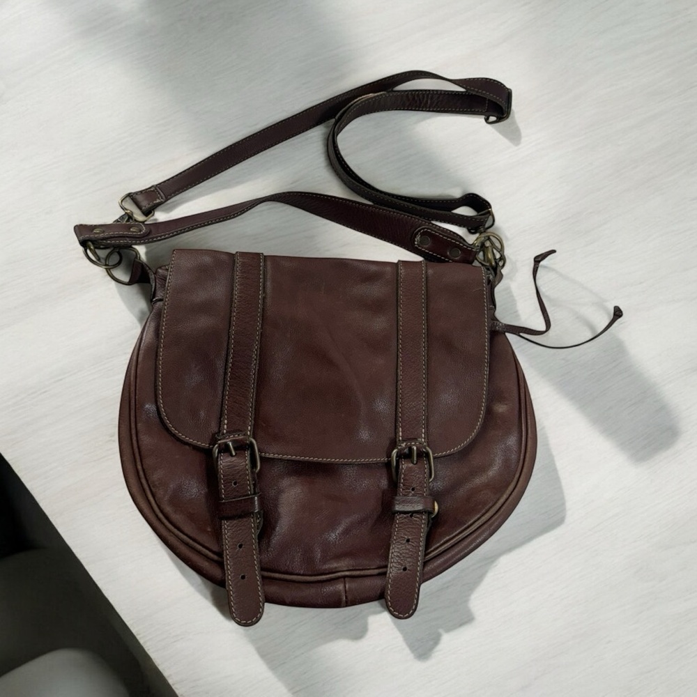 Roots Canada leather messenger satchel bag